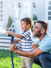 100ft Expandable Garden Hose, Flexible and Lightweight Water Hose with High Pressure Nozzle, Durable and Tangle-Free (Blue)