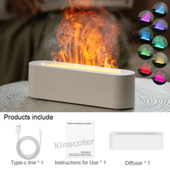 KINSCOTER RGB Flame Aroma Diffuser Air Humidifier Ultrasonic Cool Mist Maker Fogger LED Essential Oil Fire LED Lamp Difusor Gift