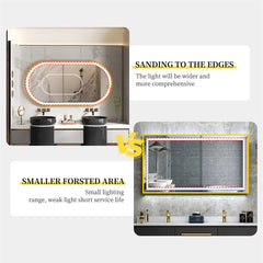 LUVODI Luxury Oval Led Illuminated Bathroom Mirror Gold Aluminum Frame with Demister Pad