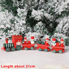 Wooden Train Christmas Ornaments Santa Cake Decoration Merry Christmas Navidad New Year Party Table Decoration Kids Gifts Toys