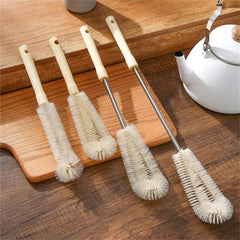 Bottle Brush Cleaner with Long Wooden Handle Water Bottle Cleaning Brush Natural Bristle Kitchen Scrub Bottle Brush for Cup Jug