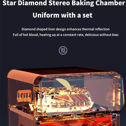 Electric Hot Air Fryer, 12L Large Capacity, 90% Less Oil, Convection Oven Deep Fryer, 360°Baking Viewable Window, Home Appliance