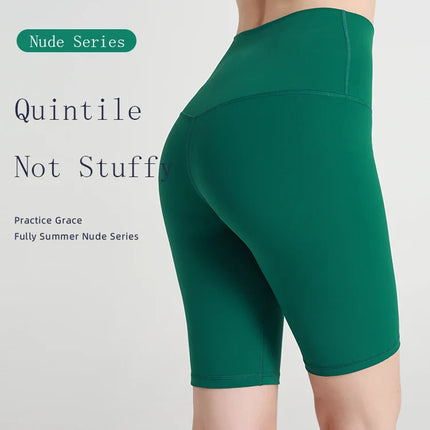 Summer new sans T line pure color yoga shorts Five-point Cycling Gym Run Sports Fitness Pants Tight Riding Shorts Women
