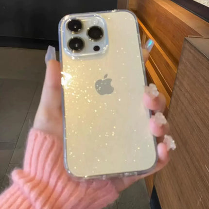 Luxury Bling Glitter Clear Phone Case For iPhone 16 15 14 13 12 11 Pro Max X XR XS 7 8 Plus Shockproof Transparent Soft Cover