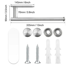 Adhesive Toilet Roll Paper Holder Organizer Wall Mount Storage Stand Kitchen Bathroom No Drill Tissue Towel Dispenser Stainless