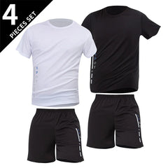 2/6 Pack Plus Size Men's Quick-drying Short-sleeved Shorts Suit Men's Leisure Sports Running Fitness T-shirt Joker Shorts Teen