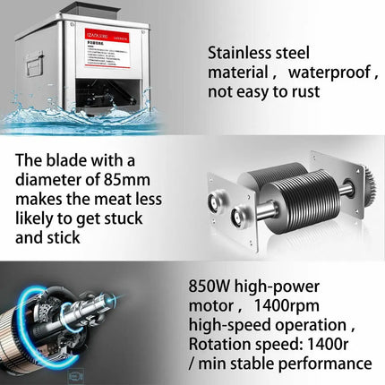 Commercial 850W Stainless Steel Electric Meat Slicer Household Meat Grinder Automatic Fish Vegetable Cutter Fillet Shredded Cut