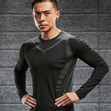 Quick Drying Tight Fitting Suit For Men'S Long Sleeved Sports Cycling Top, Running, Fitness, Football Training, Basketball Shirt