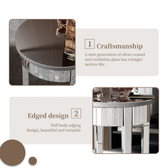 Mirrored Side End Table with Geometric Legs, Modern Furniture for Hallway, Living Room and Bedroom