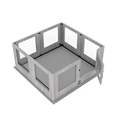 Tempered Glass Dog Puppies Playpen, Indoor Pet Whelping Pen Box Cage, Exercise Fence, with Waterproof Fertility Pad, 8 Panels