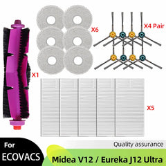 Fit For ( Midea V12 / Eureka J12 Ultra ) Roller Side Brush Hepa Filter Mop Cloth Dust Bag Robot Vacuums Accessory Part