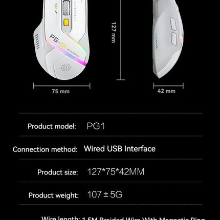 Inphic Pg1 Wired Mouse Gaming Mouse RGB Light Emitting   Macro Programming 12800DPI  6 Keys Computer Mouse For Office Home
