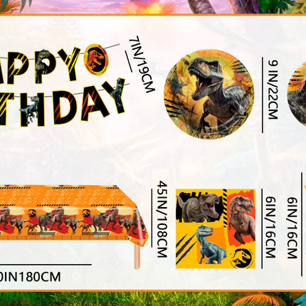 Jurassic World Birthday Decorations Tableware,127pcs Party Decorations Set-Dinosaur Theme Party Plate Cups Napkins Banner etc