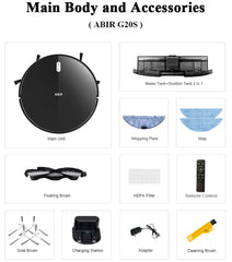 Robot Vacuum Cleaner G20S, 6000Pa Suction,Remote Upgrade, 2 in1 Wet Dry Mop, Wifi App, Smart Vaccum Auto Floor Washing for Home,