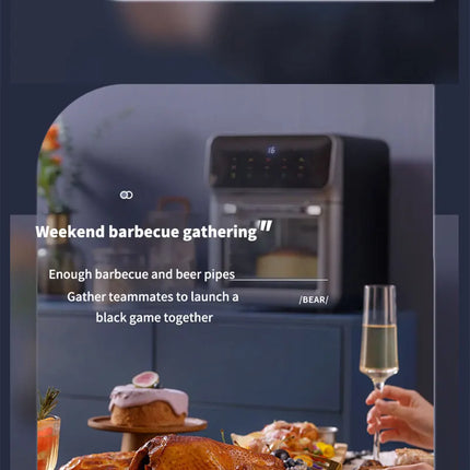 Electric Hot Air Fryer, 12L Large Capacity, 90% Less Oil, Convection Oven Deep Fryer, 360°Baking Viewable Window, Home Appliance