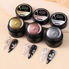 Metallic Painting Gel Chrome Gold Silver Rose Gold Mirror Effect Nail Polish Super Bright Drawing Line French Nail Art Varnish