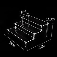 Acrylic Riser Display Stand Perfume Organizer Shelves for Amiibo Funko Figures Toys Cupcake Desserts Collection Cosmetic Jewelry