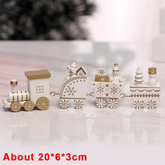 Wooden Train Christmas Ornaments Santa Cake Decoration Merry Christmas Navidad New Year Party Table Decoration Kids Gifts Toys