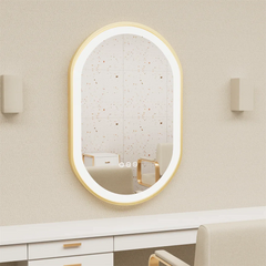 LUVODI Luxury Oval Led Illuminated Bathroom Mirror Gold Aluminum Frame with Demister Pad
