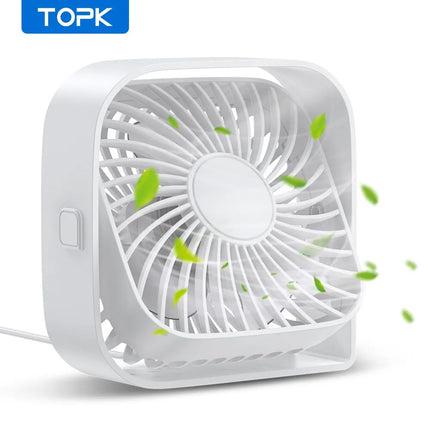 TOPK Mini Portable Fan,USB Desk Fan Table,Quiet 3 Speed Wind Personal Fan 360°Rotatable Head Standing Fans for Room Camping Hom