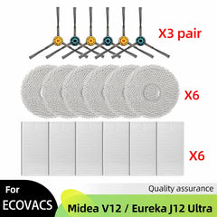 Fit For ( Midea V12 / Eureka J12 Ultra ) Roller Side Brush Hepa Filter Mop Cloth Dust Bag Robot Vacuums Accessory Part