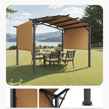 VEVOR Outdoor Pergola Arched Top Metal Pergola Retractable Pergola with Sun Shade Canopy Large Patio Shelter Pavilion for Deck