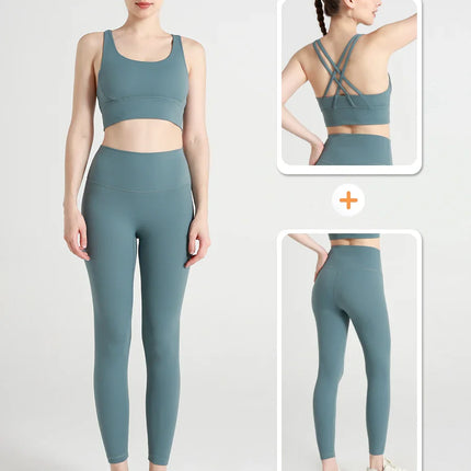 2 Piece Yoga Clothes Women's Tracksuit Athletic Wear Pilates Fitness Suit Gym Workout Push Up Clothes Sports Bra Leggings Suit