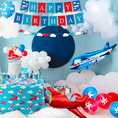 Airplane Birthday Party Decorations,167pcs decorations&Airplane Party Tableware set-Airplane Plates Napkins Cups TableCloth etc