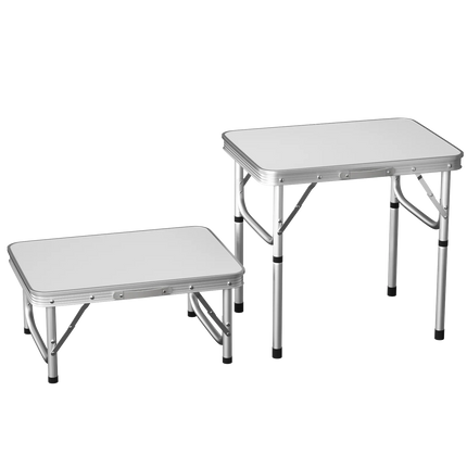 Folding Camping Table Outdoor Indoor Garden Balcony Market Kitchen Work Table Adjustable White Portable Picnic Table 60x45 cm
