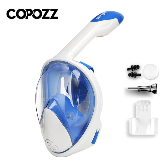 COPOZZ Professional Snorkeling Diving Mask Underwater Scuba Full Face Snorkel Mask Anti Fog Goggles for Adult Swimming Equipment