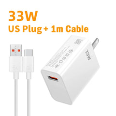 33W USB Charger Quick Charge Mobile Phone Power Adapter For Xiaomi Huawei 6A USB Type C Cable QC 3.0 Fast Charger Data Cable Set