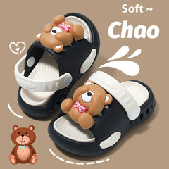 Children's Flip Flops, Anti Slip and Lightweight, Children's Hole Shoes, Soft Soled Cartoon Beach Shoes for Boys and Girls