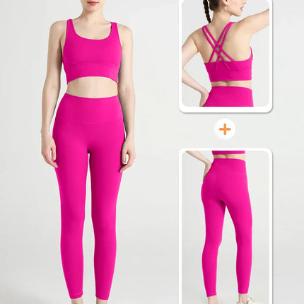 2 Piece Yoga Clothes Women's Tracksuit Athletic Wear Pilates Fitness Suit Gym Workout Push Up Clothes Sports Bra Leggings Suit