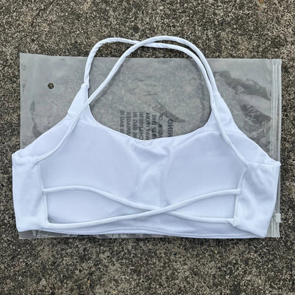 Solid Color Underwear Cross-back Women Fitness Bra Yoga Vest Gym Sport Top Hollow back Push With Chest Pad Four shoulder straps