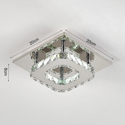 KOMORE Modern Small Crystal LED Ceiling Light, Square / Round for Office, Living Room, Bedroom, Kitchen, Hallway