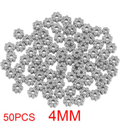 50pcs Stainless Steel Daisy Snowflake Flower Spacer Beads Gold Plated Loose Bead Cap for DIY Needlework Jewelry Making Bracelet