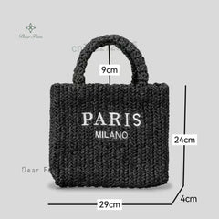 Women's Fashion Large Capacity Handmade Straw Knitting Tote Bag Summer Travel Beach Shoulder Bags Casual Simple Portable Handbag