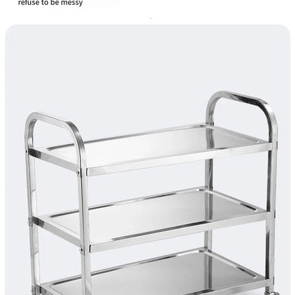 Stainless Steel Cart with Thickened Three Layers- Kitchen Utility Cart for Serving  Collecting Dishes Multi-functional Trolley
