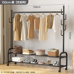 Aesthetic Golden Clothes Rack Metal Balcony Nordic Wheels Clothes Rack Floor Bedroom Burro Ropa Perchero Hallway Furniture