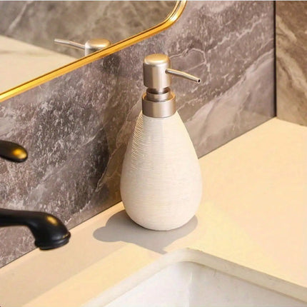 Creative Retro Style Ceramic Push-Type Soap Dispenser With Pump,  Hand Soap Bottle, Suitable For Bathrooms Kitchens And Toilets