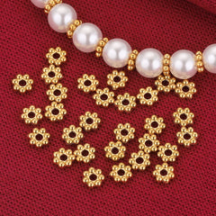 50pcs Stainless Steel Daisy Snowflake Flower Spacer Beads Gold Plated Loose Bead Cap for DIY Needlework Jewelry Making Bracelet