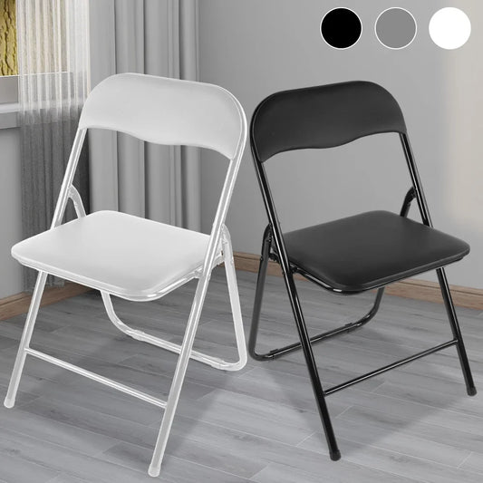 1pc Folding chair Dining Room Chair Office Household Backrest Chairs PU Leather backrest chair Portable Outdoor Chair Camping