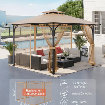 VEVOR Gazebo Netting Replacement Outdoor Garden Gazebo Ne 4-Panel Sidewall Mesh Gazebo Curtain with Double Zipper for Garden