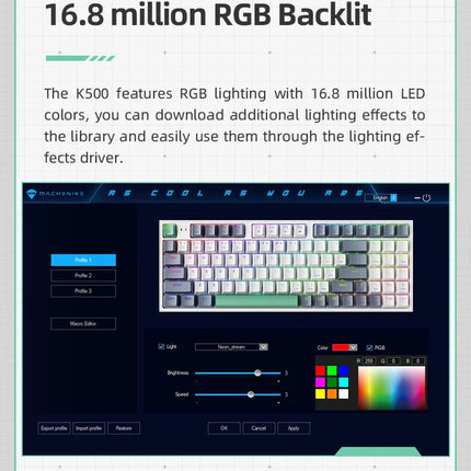 Machenike K500 Mechanical Keyboard Gaming Keyboard Wired Keyboard Hot Swappable 94 Keys RGB Light Mac Windows