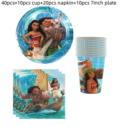 Disney Moana Birthday Party Decorations Supplie Moana Celebration Party Balloons Disposable Tableware Cup Plate Baby Shower Toys