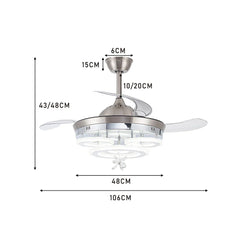 KOMORE Modern Style Indoor Round Ceiling Fan with Light and Remote, 3 Colour Temperature for Office, Living Room, Bedroom