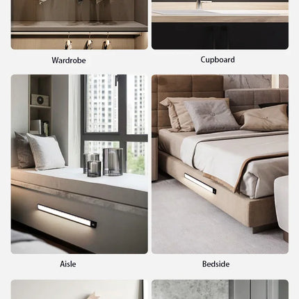 Cabinet Lights Motion Sensor LED Wireless USB Under Ultra Thin Night Light For Kitchen Cabinet Bedroom Wardrobe Indoor Lighting