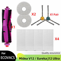 Fit For ( Midea V12 / Eureka J12 Ultra ) Roller Side Brush Hepa Filter Mop Cloth Dust Bag Robot Vacuums Accessory Part