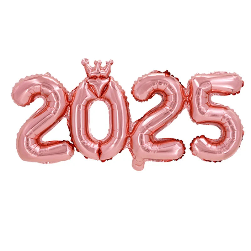 1pc 16inch Connection Crown 2025 Number Foil Balloons New Year 2025 Decoration Christmas Decorations For Home Navidad 2024