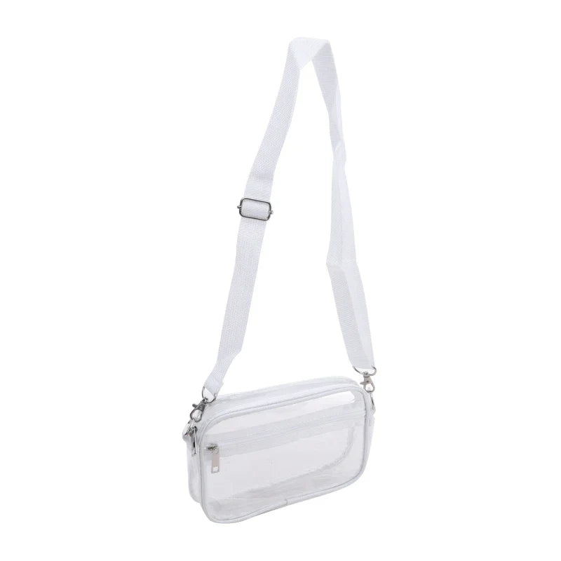 Women Clear Shoulder Bag Solid Color Transparent Purse Female Simple Crossbody Bags With Front Pocket Casual Handbag For Ladies